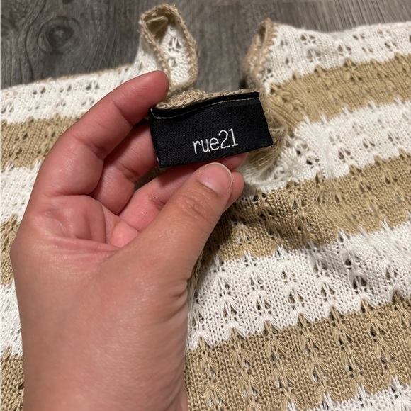 Rue 21: Striped Fringe Knit Poncho One Size - Picture 8 of 8